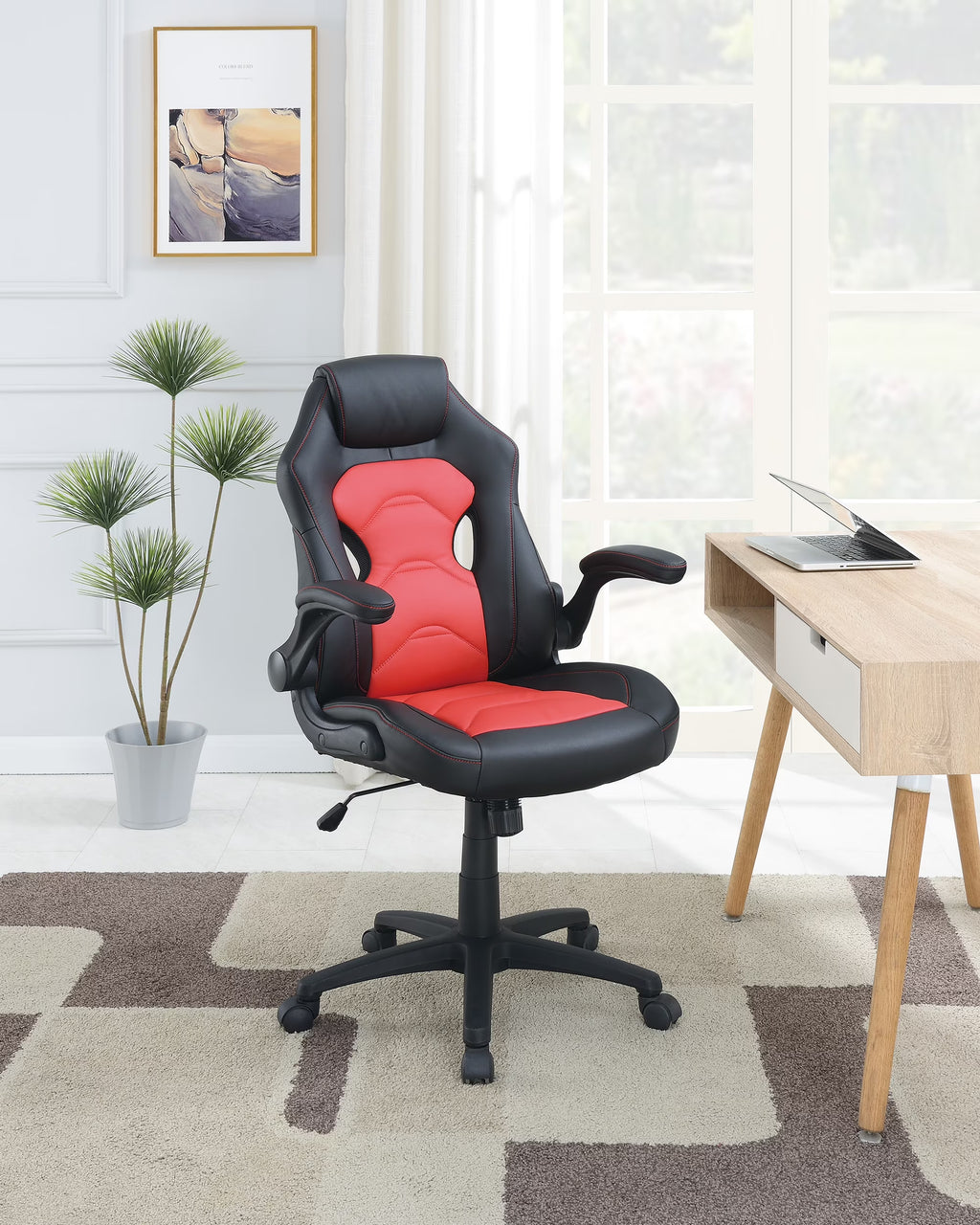 Faux Leather Office Chair Black & Red A799