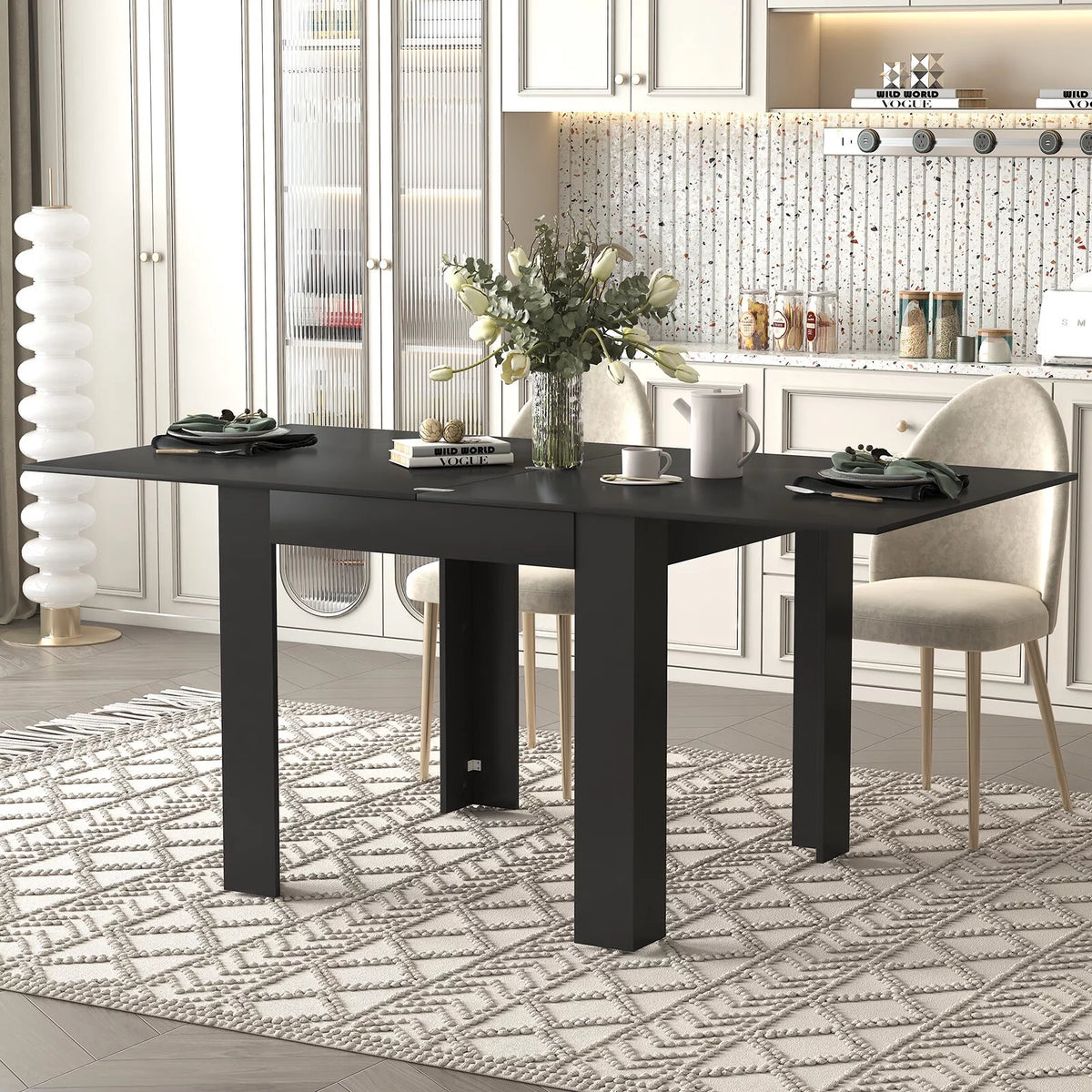 Black Extendable Dining Table L79088
