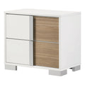 Wood 2-Drawer Nightstand in White and Natural E790