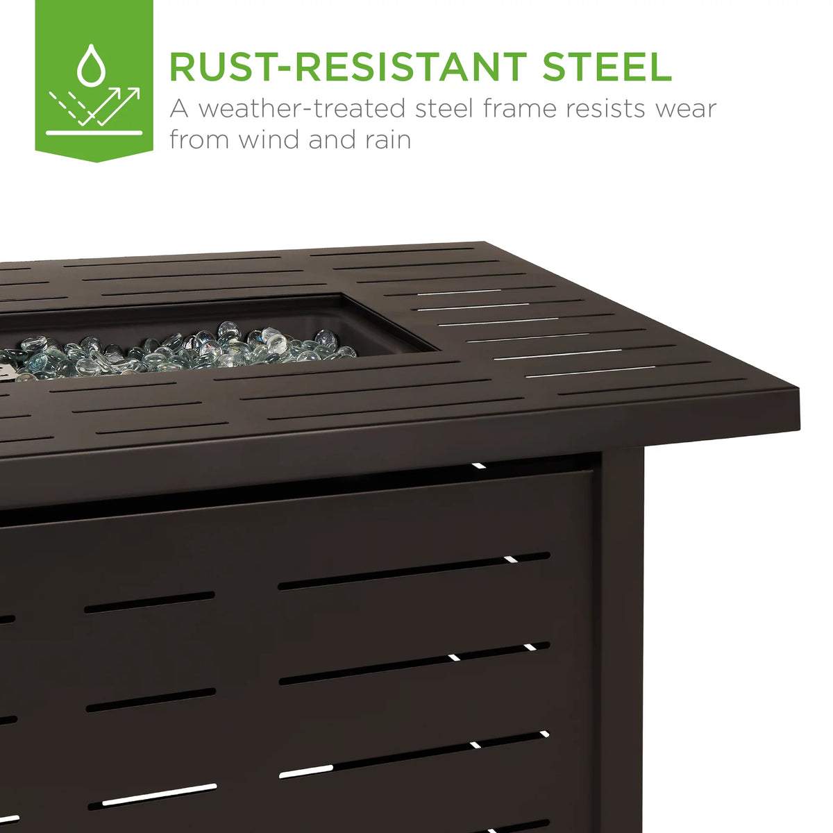 42in 50,000 BTU Rectangular Steel Propane Gas Fire Pit Table F2644