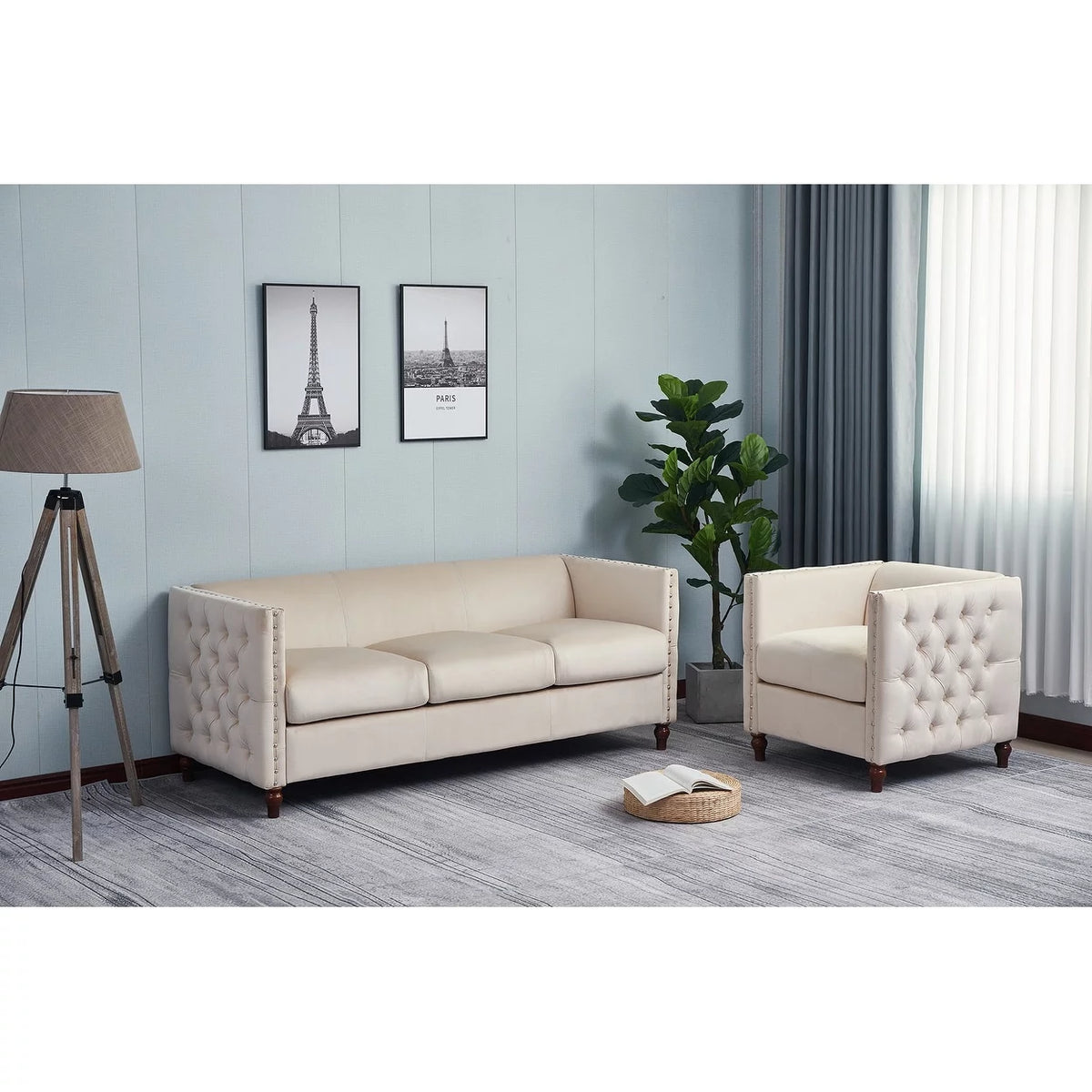 Beige Two-PC Livingroom Set T857413