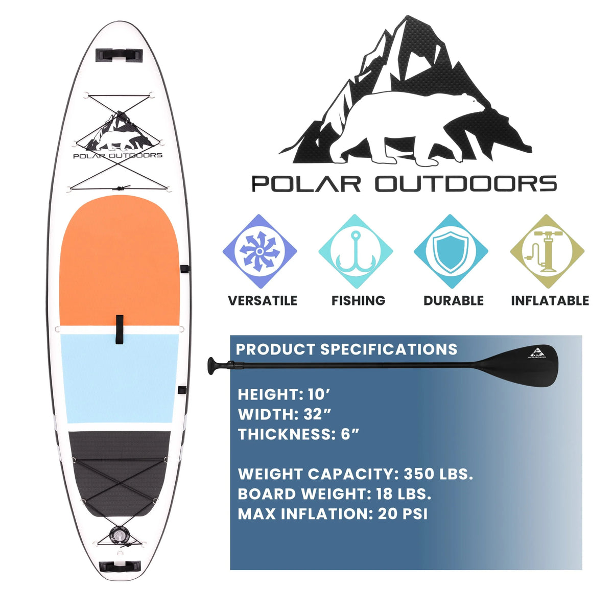 Inflatable Stand Up Paddle Board with Non-Slip Deck S486979