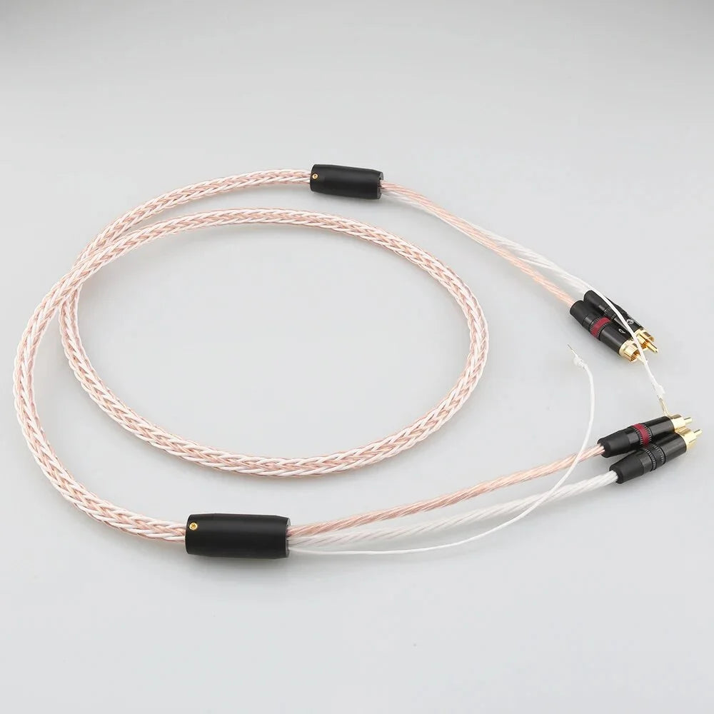 2RCA to 2RCA Grounding Y Plug Audio Phono Tonearm Cable 1m J60078