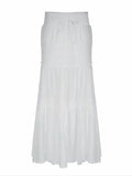 White Drawstring Midi Skirt B976390