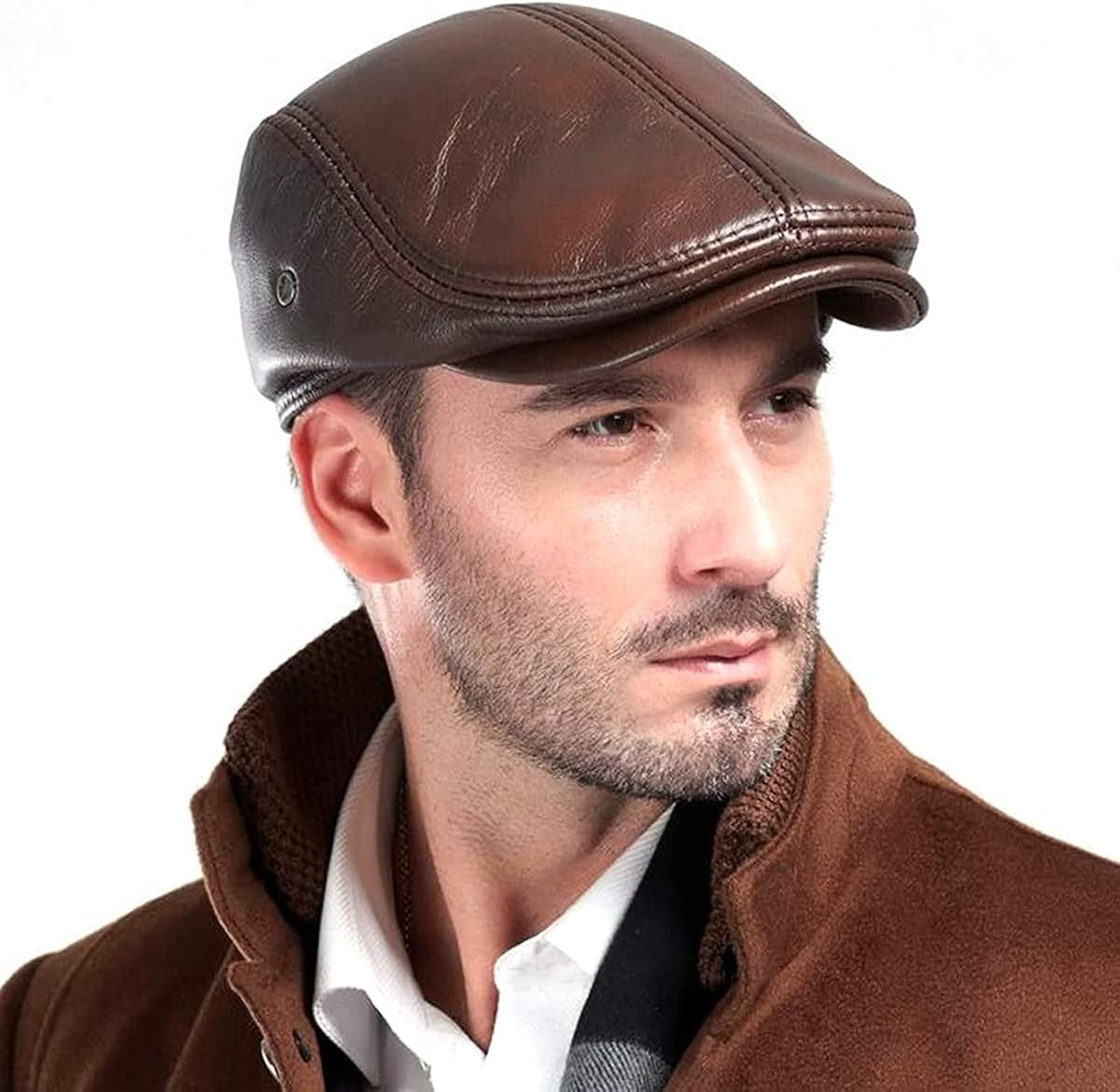 Genuine Leather Newsboy Hat J1903