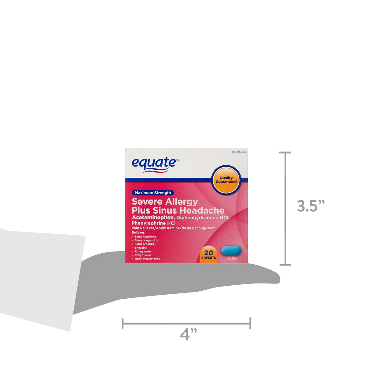 Maximum Strength Severe Allergy Plus Sinus Headache Caplets, 20 Count V432