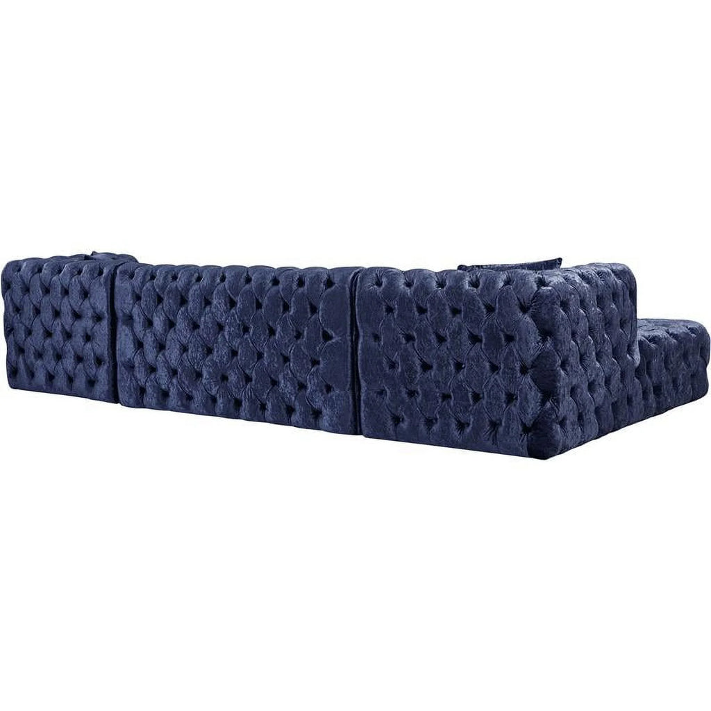 Navy Velvet 3pc Sectional Y6287