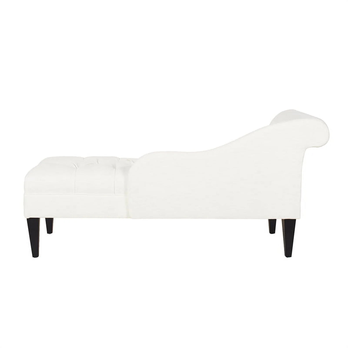 Antique White Hardwood Tufted Roll Arm Chaise Lounge P744