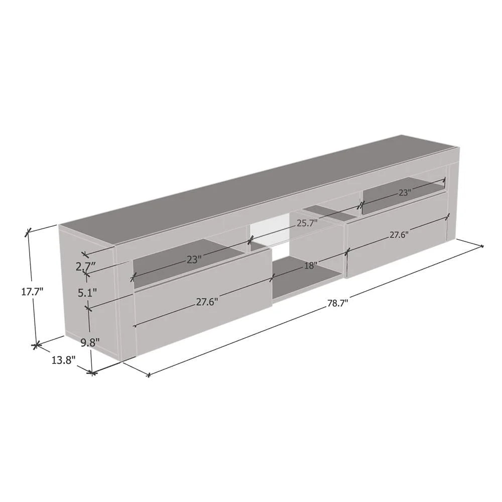 White Wall Mounted Floating TV Stand with LEDs J943