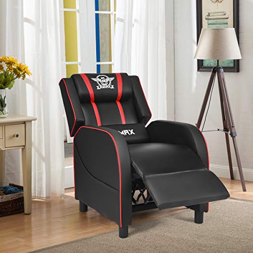 White Leather Ergonomic Reclining Gaming Chair with Footrest O637306