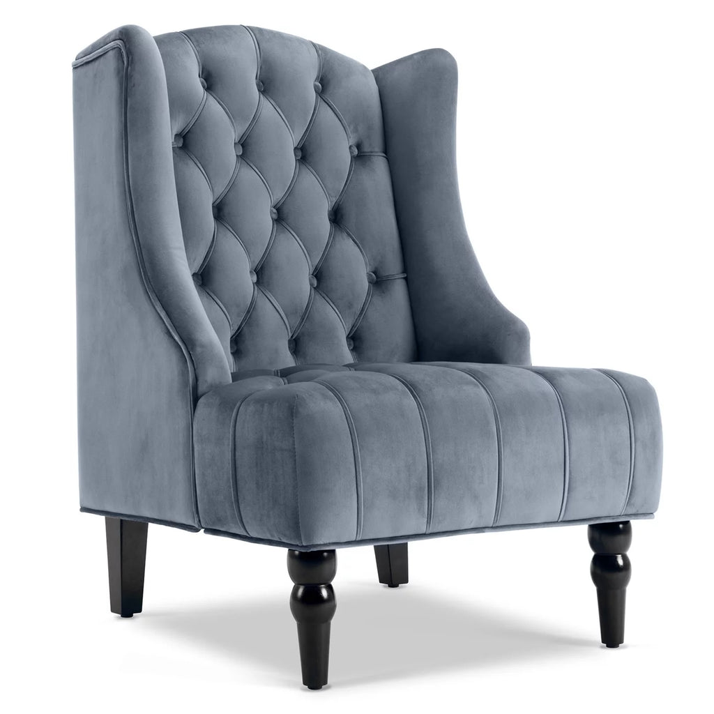 Gray Velvet Wingback Accent Chair U5769