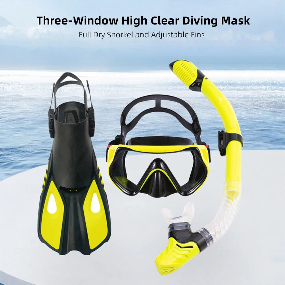 Three-Window Diving Goggles with Full Snorkel Q679
