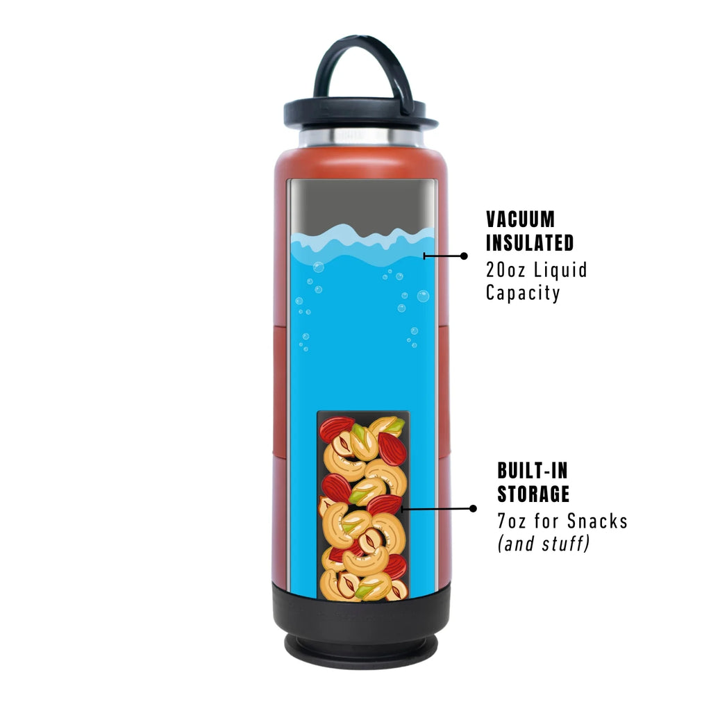 20oz Stainless Steel Water Bottle with 7oz Snack Container S3237