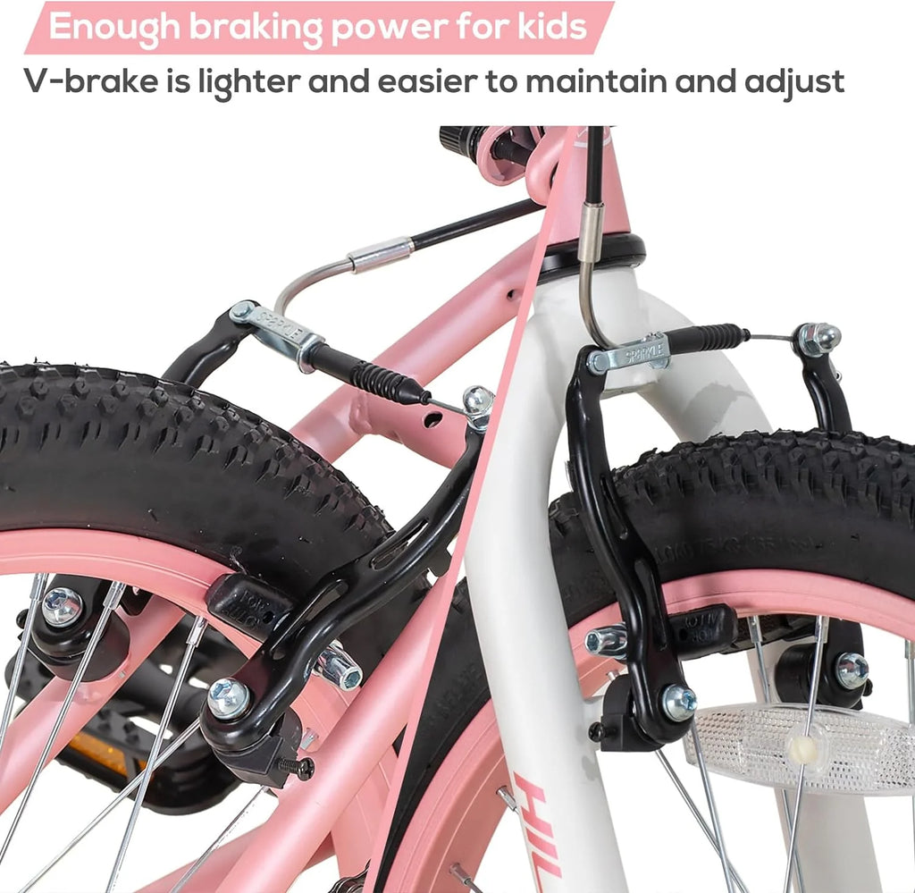 20 inch Kids Mountain Bike with Dual Handbrakes Kickstand Pink F7423