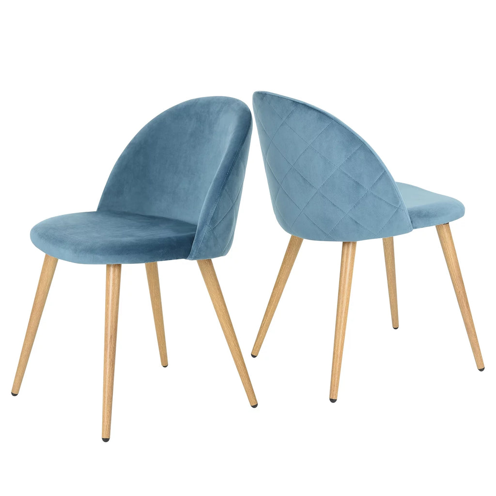 Velvet Dining Chairs Set of 2 with Backrest Blue J319024