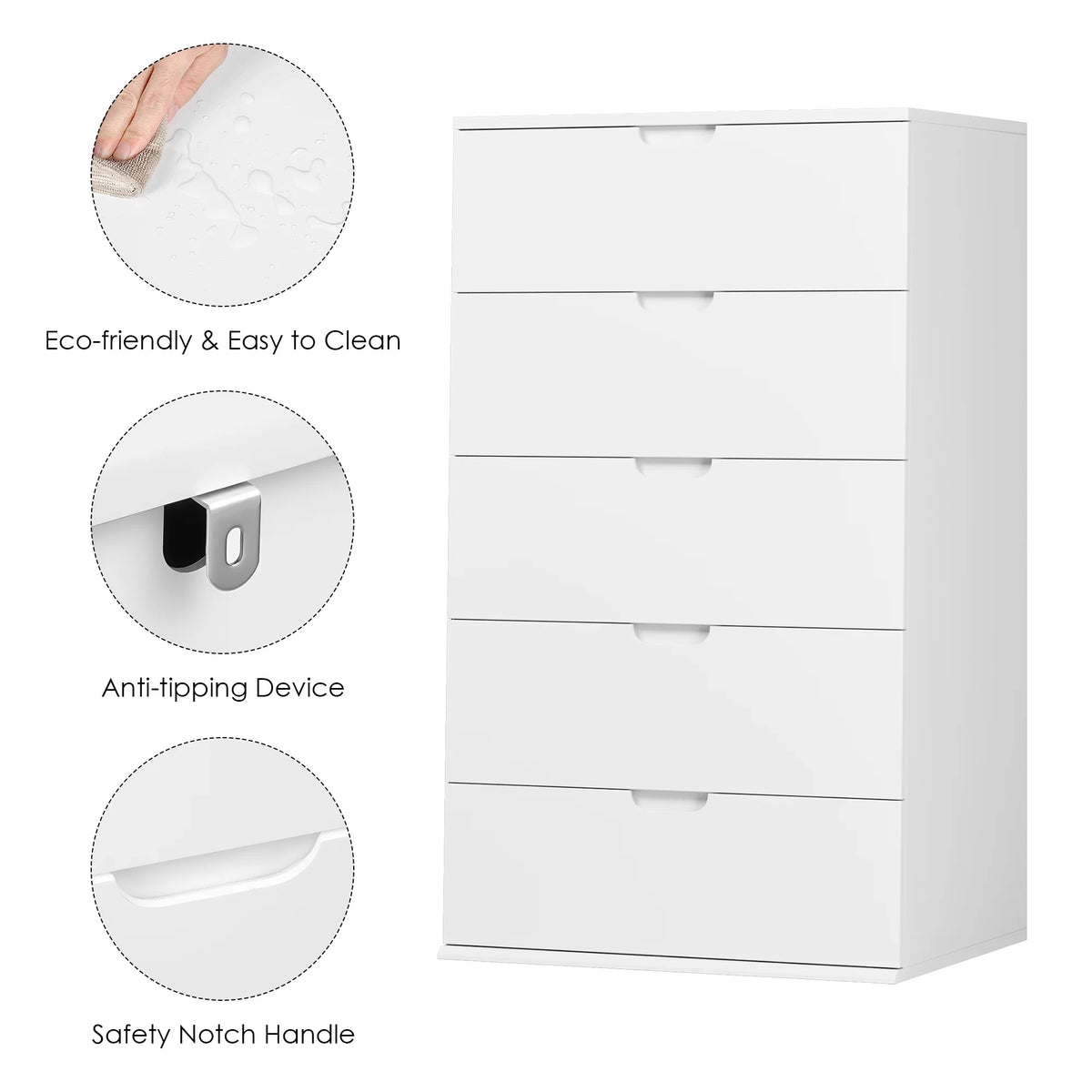White 5 Drawer Dresser I56668