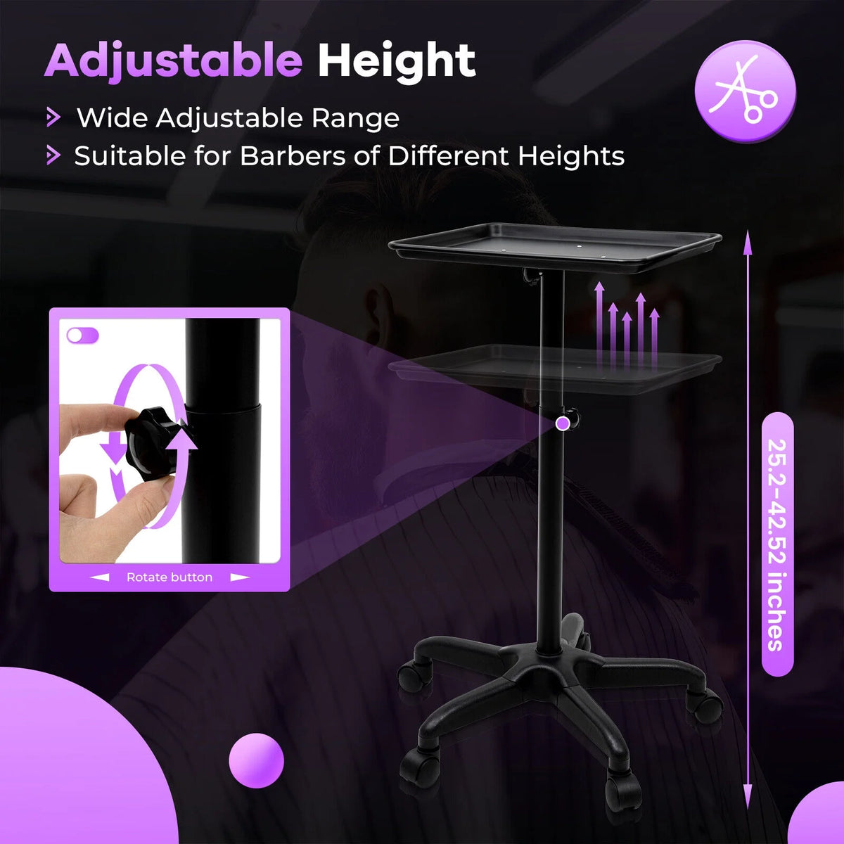 Rolling Salon Trolley Cart with Storage Tray D54790