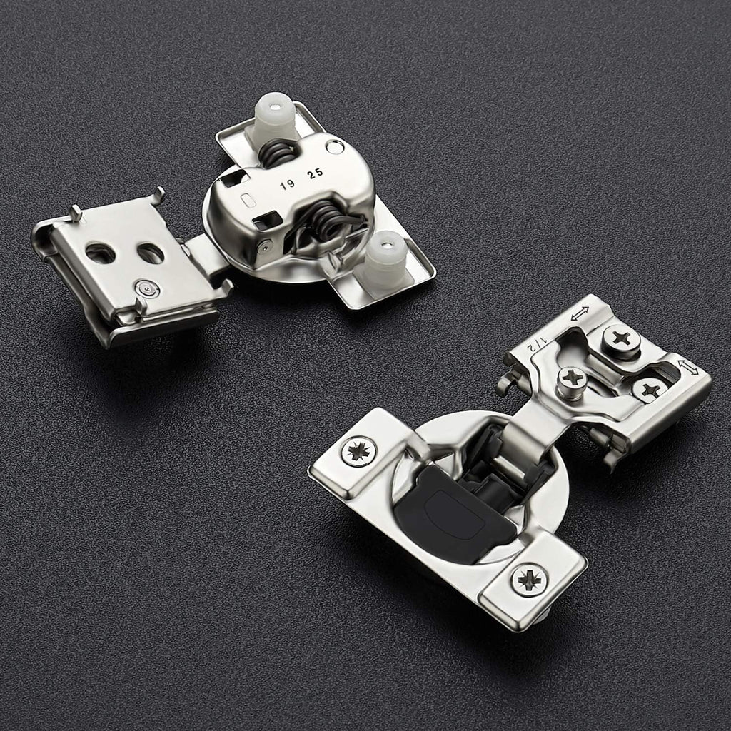 32 Pack 16 Pairs 1/2 inch Overlay Soft Close Hinges Satin Nickel Stainless Steel Concealed Hinge D4163