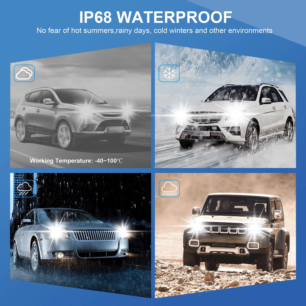 9005/HB3 LED Headlight Bulbs 100W 20000 Lumens 6500K Cool White IP68 Waterproof Pack of 2 T5437