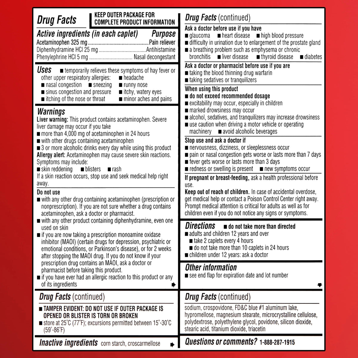 Maximum Strength Severe Allergy Plus Sinus Headache Caplets, 20 Count V432