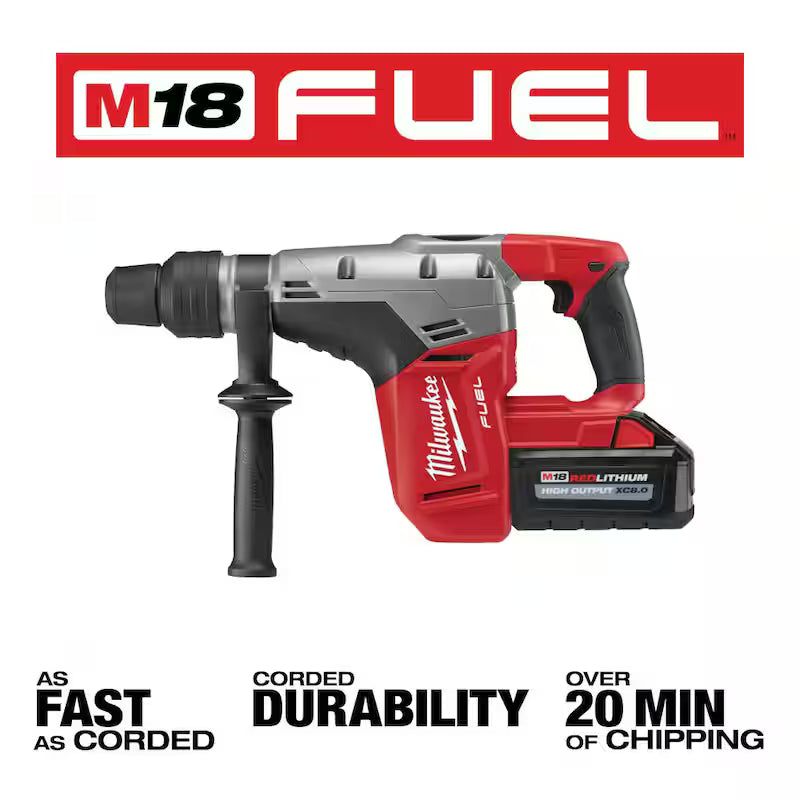 18-Volt Lithium-Ion Brushless Cordless 1-9/16 in. SDS-Max Rotary Hammer Kit with Two 8.0Ah Batteries & Grinder U367