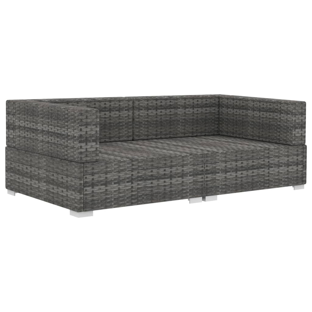 2 Piece Gray Poly Rattan Patio Sofa Set with Cushions E380307