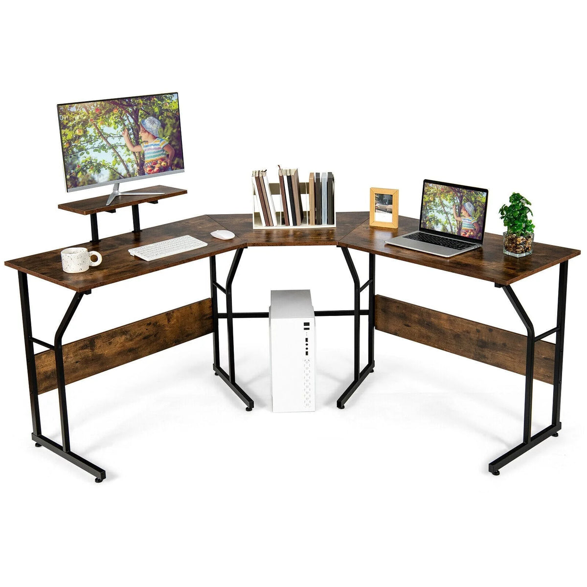 88.5" L Shaped Reversible Computer Desk U590675