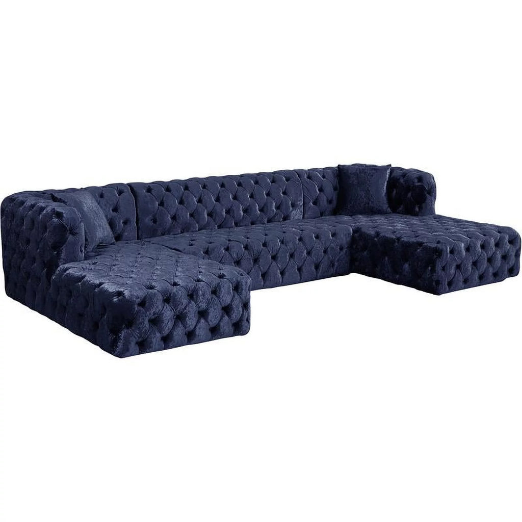 Navy Velvet 3pc Sectional Y6287