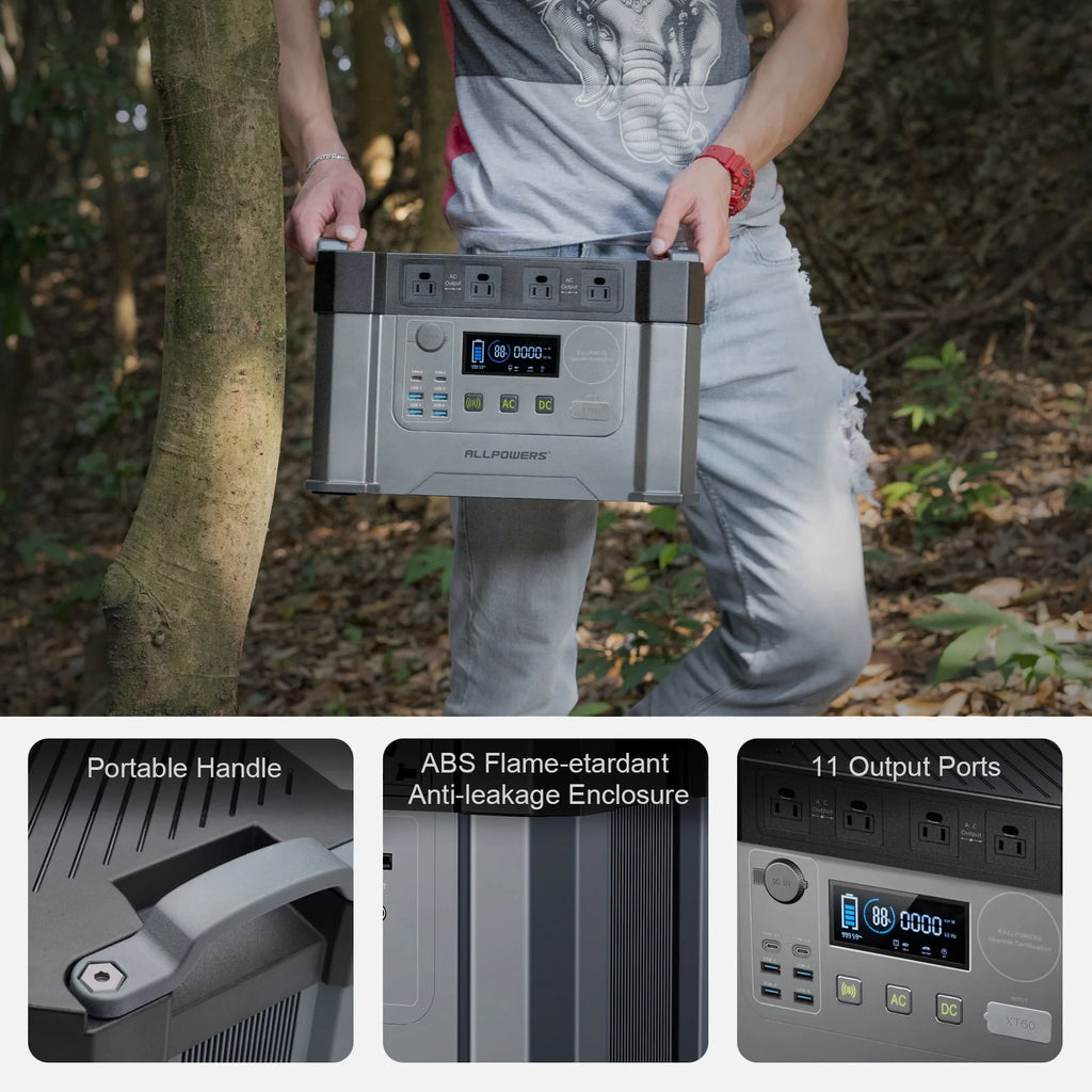 2000W 1500Wh Portable Power Station with 2 Pack 100W Foldable Solar Panel T592