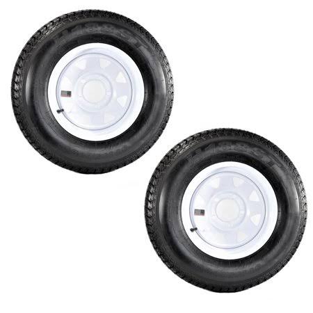 2-Pack Trailer Tires ST175/80D13 LRC 5 Lug White Spoke I1878