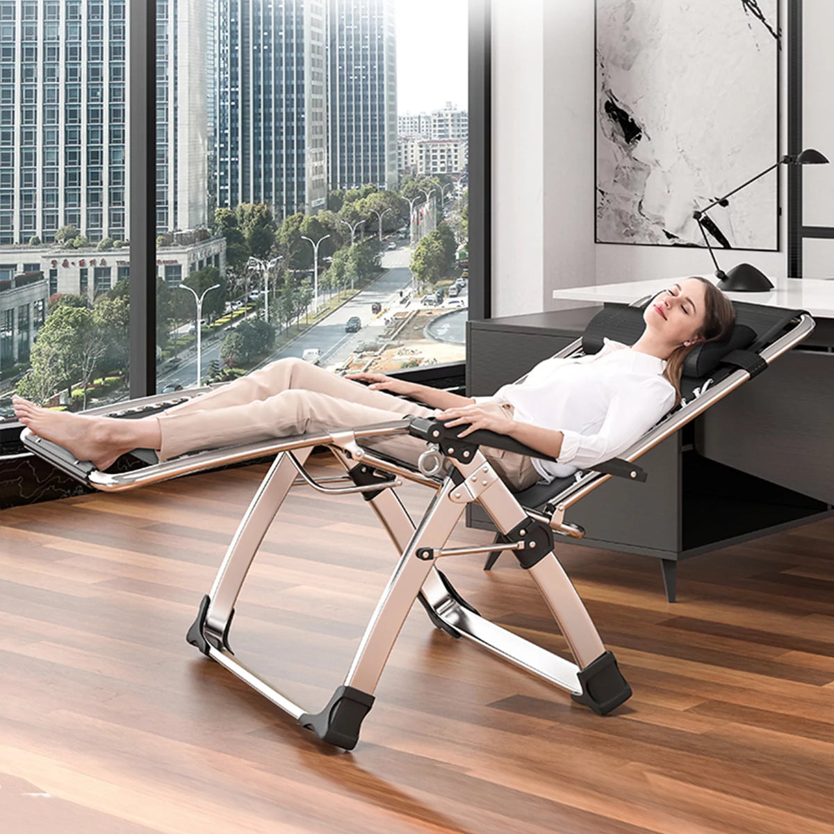Zero Gravity Folding Lounge Chair with Cushion, Cup Holder, Pillow Y4330