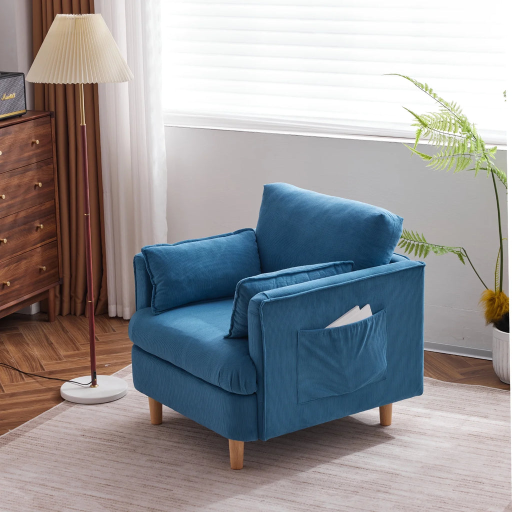 Modern Fabric Upholstered Armchair with 2 Pillow V180493