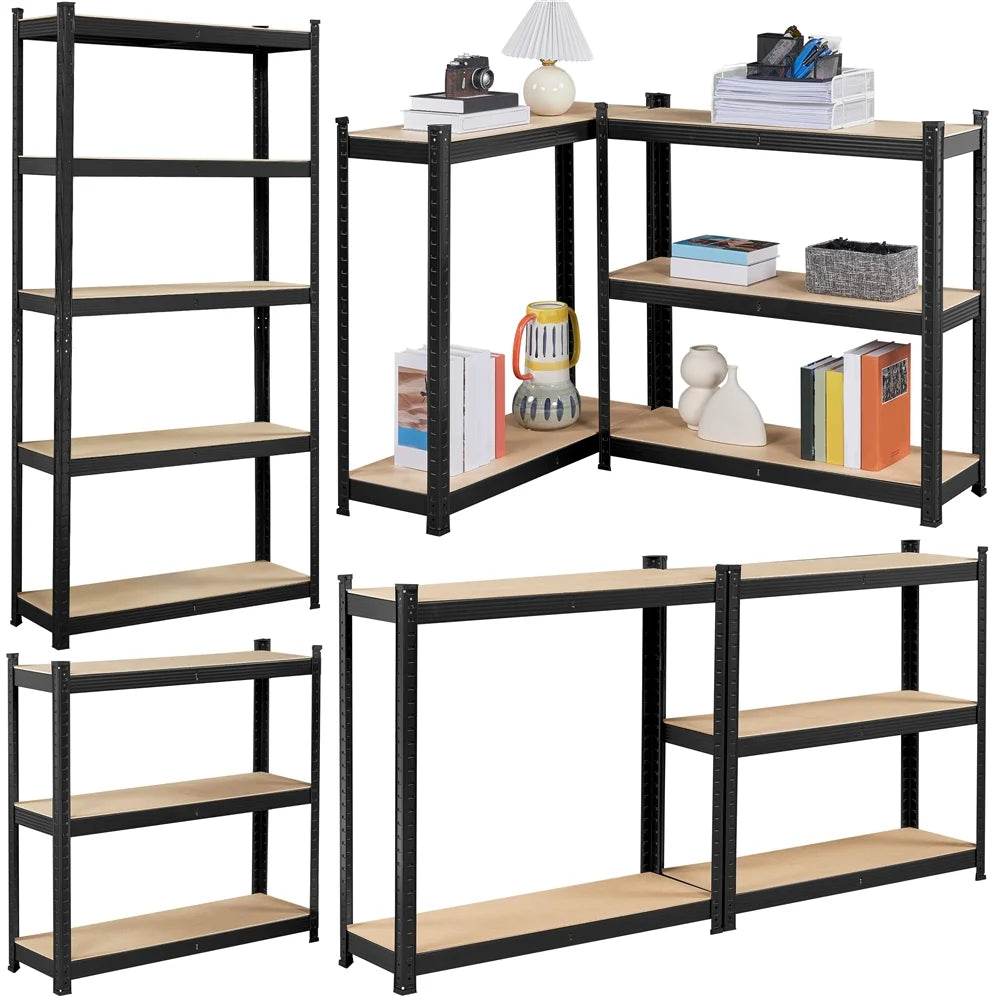 Black 5-Tier Adjustable Steel Storage Shelves C6730