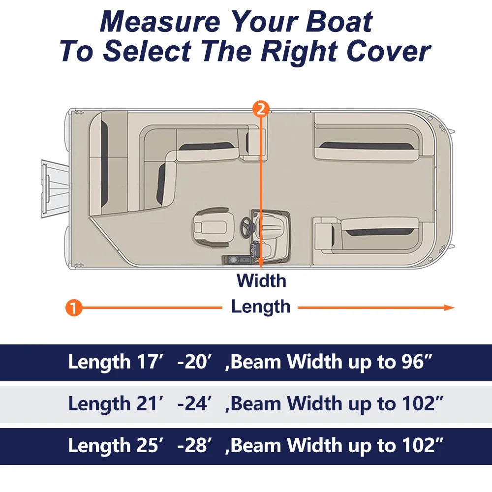 900D Waterproof Pontoon Boat Cover with Windproof Metal Buckle Straps Q22382