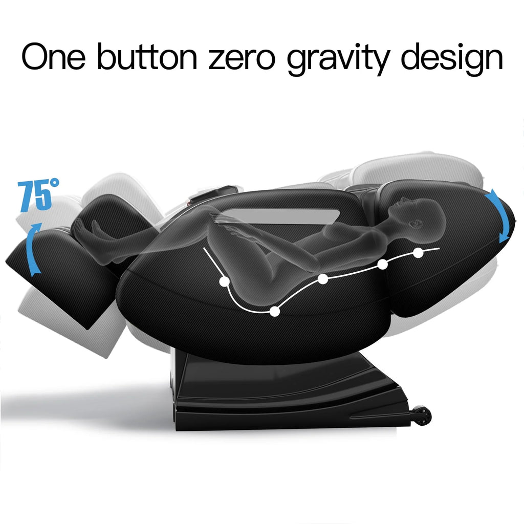 Black Full Body Zero Gravity Massage Chair with Heat and Foot Roller L739