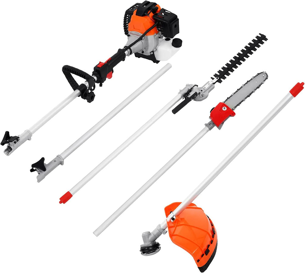 52CC 5 in 1 Gas Pole Saw Hedge Trimmer Straight Shaft Brush Cutter with Extension Pole X320