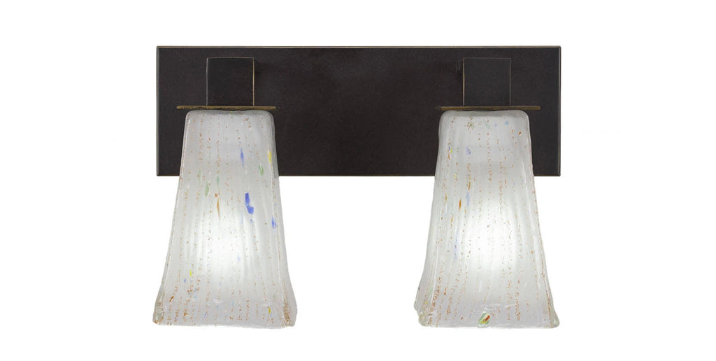 Two Light Bath Bar with Square Frosted Crystal Glass T181723
