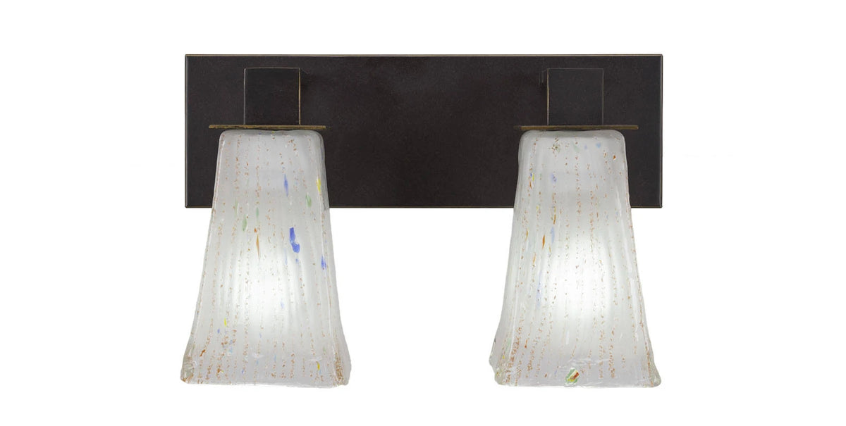 Two Light Bath Bar with Square Frosted Crystal Glass T181723