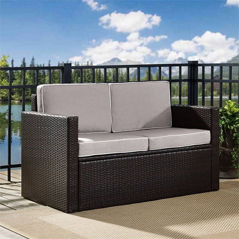 Brown and Gray Wicker Patio Loveseat B58103