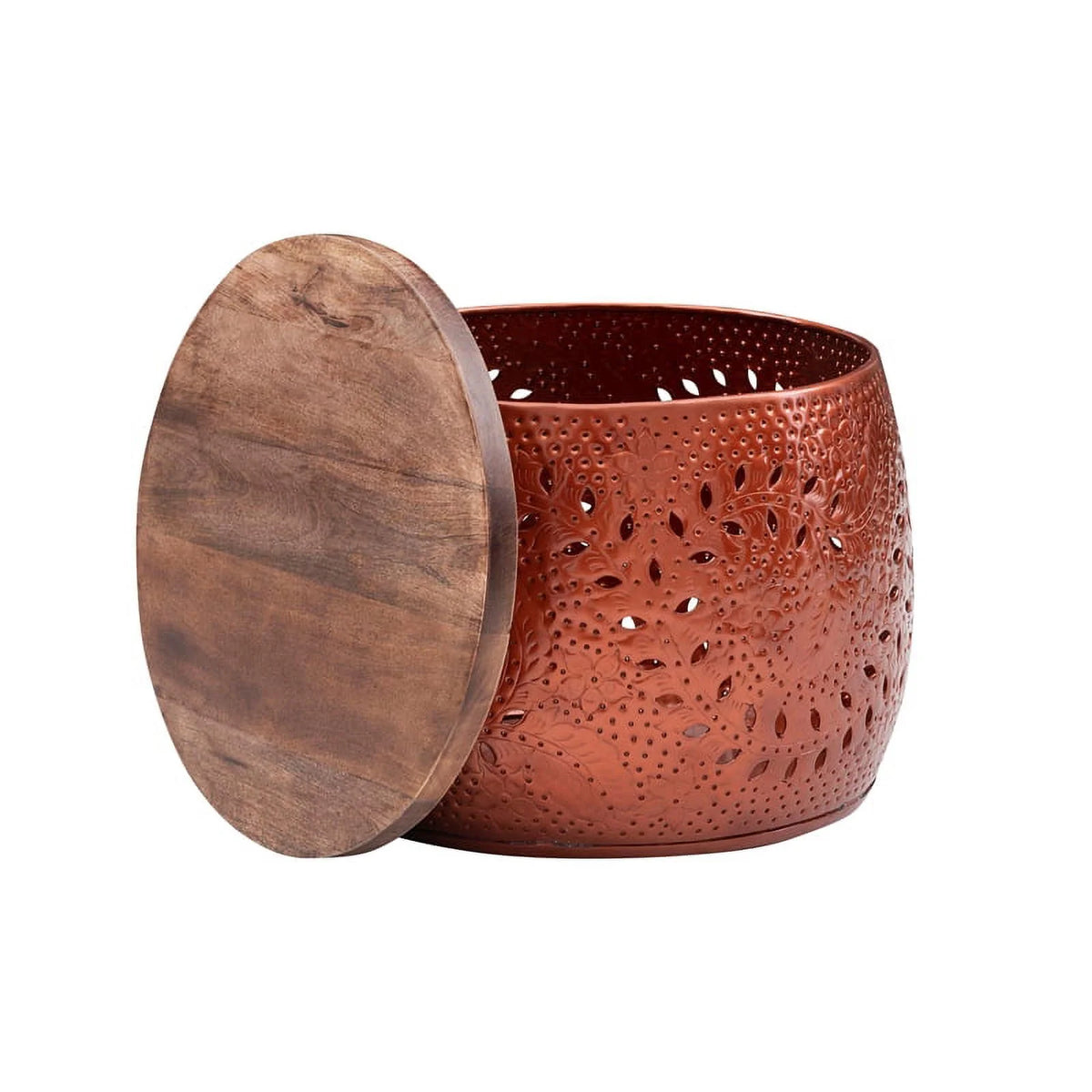Metal and Wood Drum Table I5452