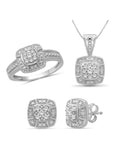 3-Piece 1/3 Carat White Diamond Sterling Silver Earrings Set, Necklace, Rings A36841