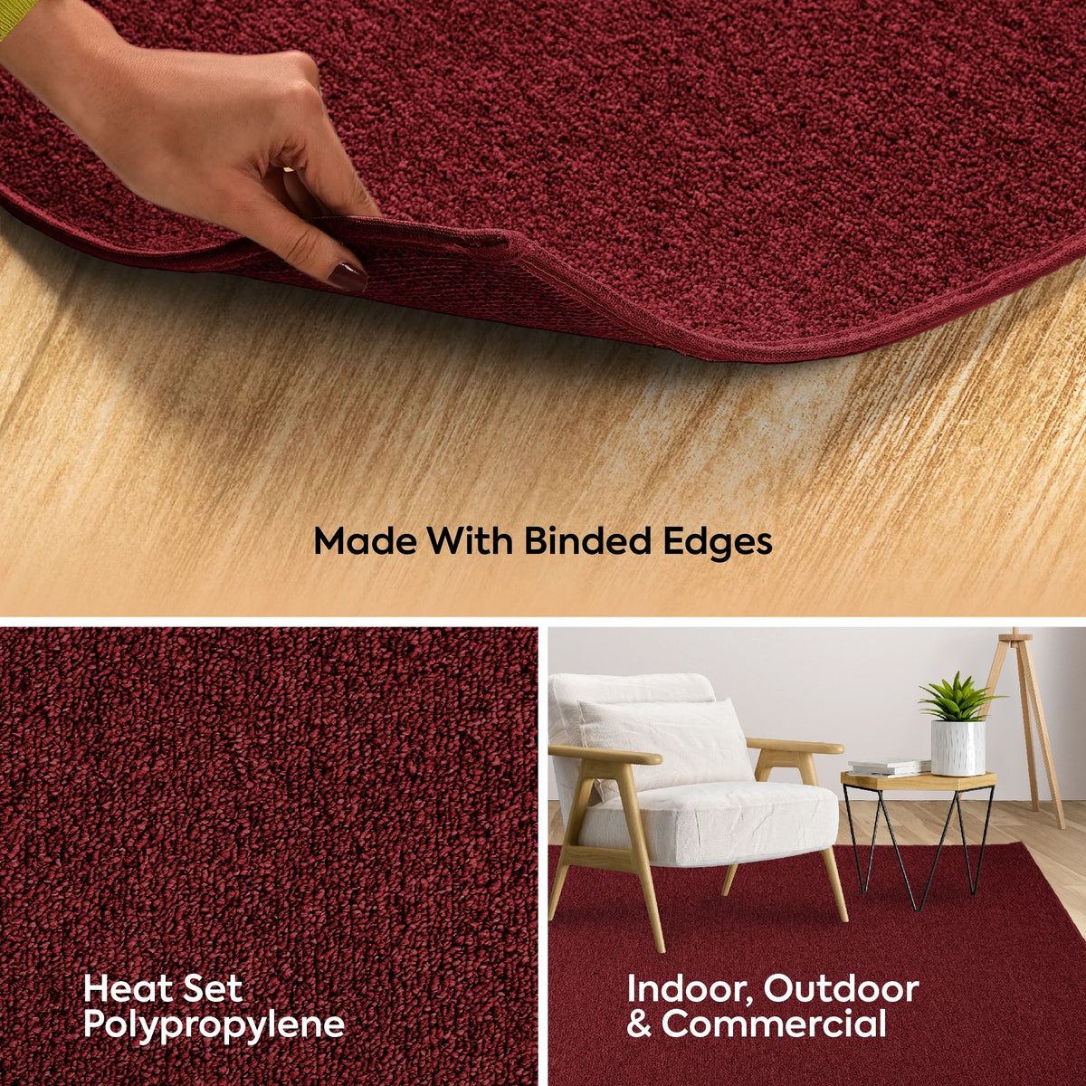 Red 18" x 36" Half Round Solid Color Rug M929028