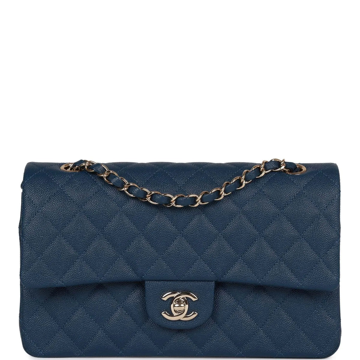 Classic Double Flap Bag Blue Caviar N200205