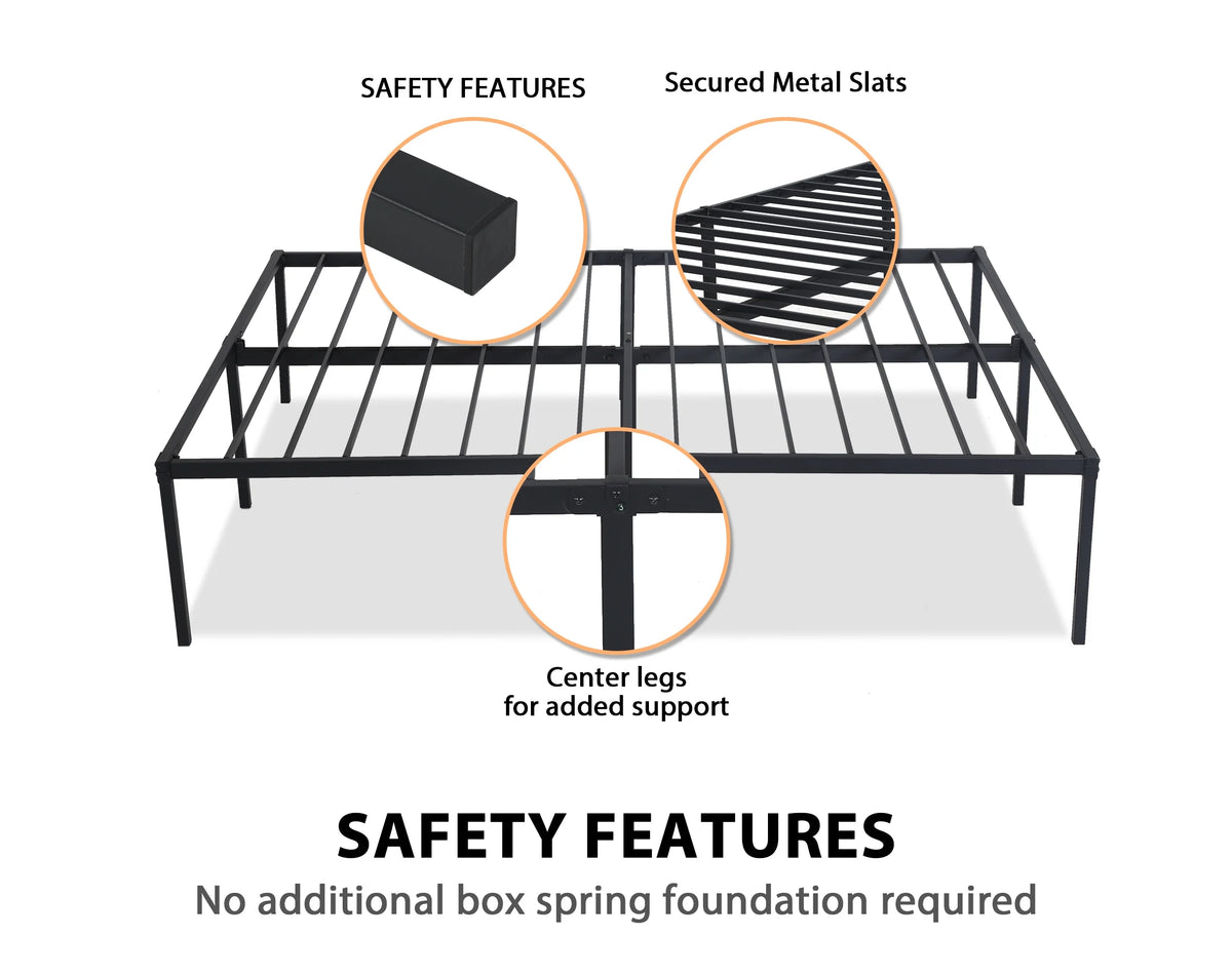 King Size 18 Inch Metal Platform Bed Frame W10991