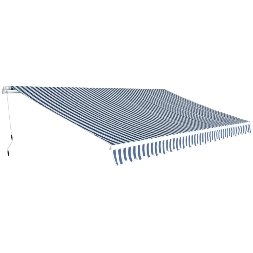 Folding Awning Manual Operated 196.9" Blue/White E16445