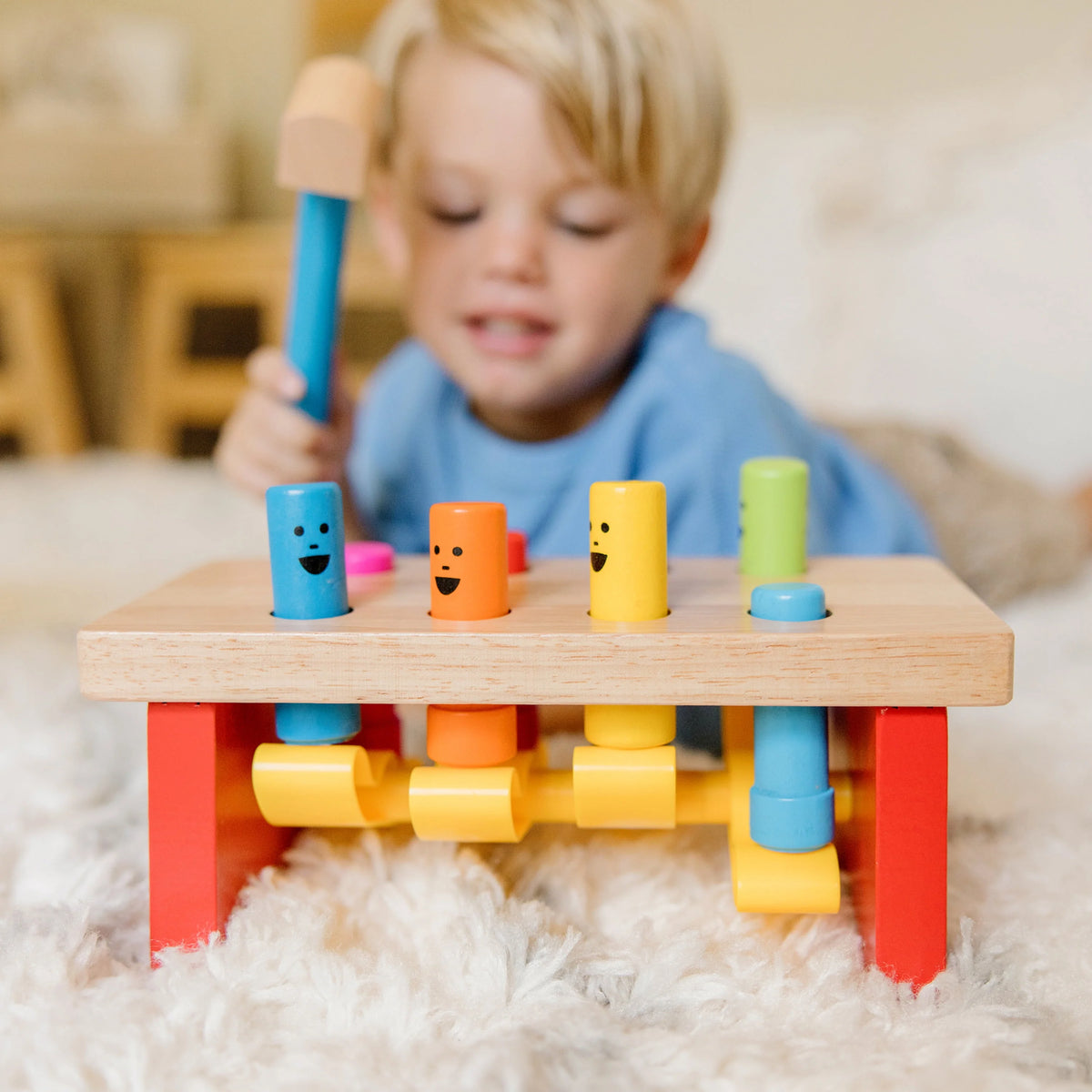 Wooden Pounding Bench Toy With Mallet P886