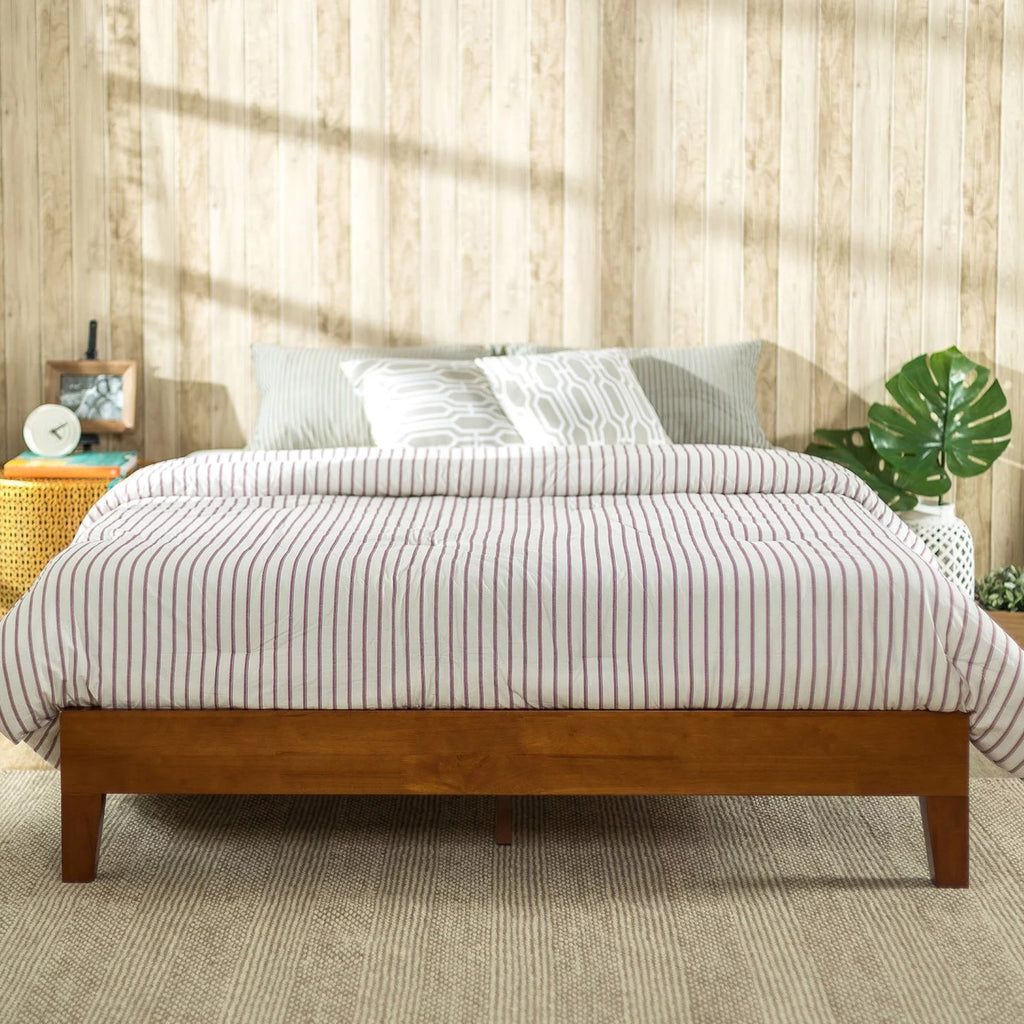 12" Wood Platform Bed Frame, Cherry, Full N4180