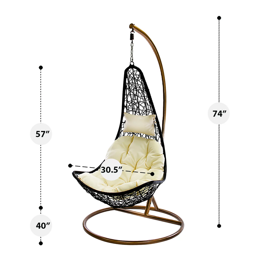 Outdoor Wicker Half Moon Swing Lounge Chair with Mat F43083
