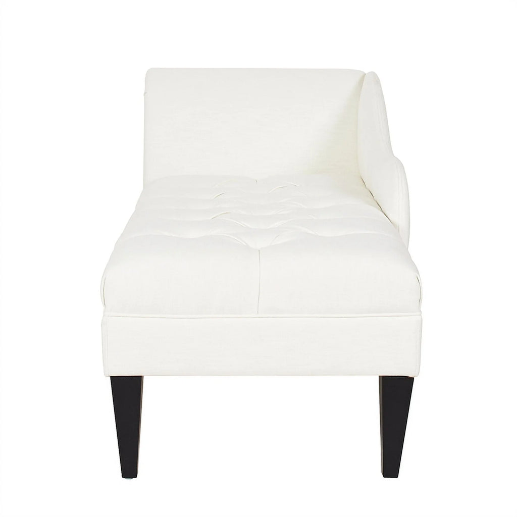 Antique White Hardwood Tufted Roll Arm Chaise Lounge P744