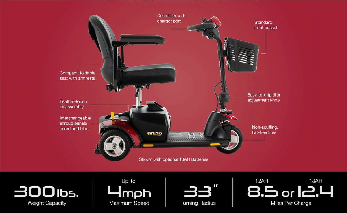 3-Wheel Scooter, 12 AH Battery M7839